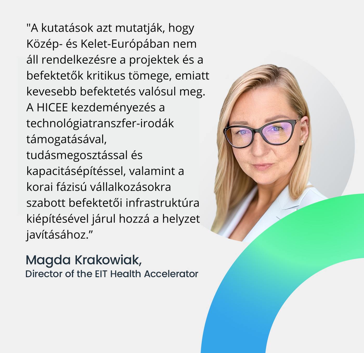 Magda Krakowiak, az EIT Health Accelerator igazgatója, forrás: EIT Health Accelerator 